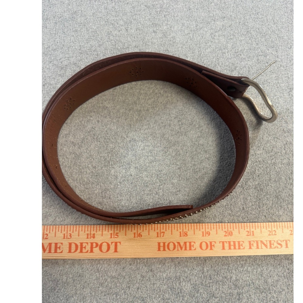 John Deere Genuine Leather Belt Women 36 Brown Studded‎ Western Farm Ranch USA